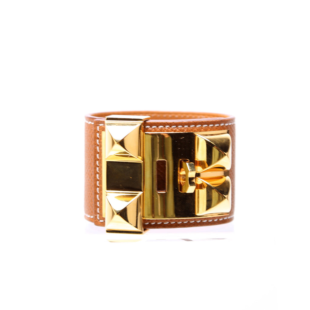 Collier De Chien Epsom Leather Bracelet Brown/Gold