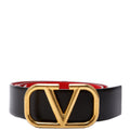 V Logo Signature 40MM Reversible Leather Belt Size 80/32 Black/Red