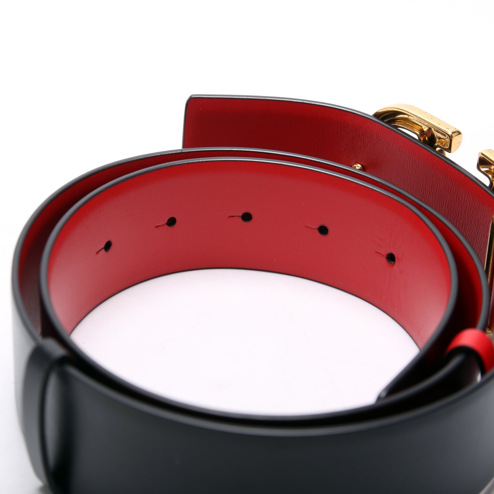 V Logo Signature 40MM Reversible Leather Belt Size 80/32 Black/Red