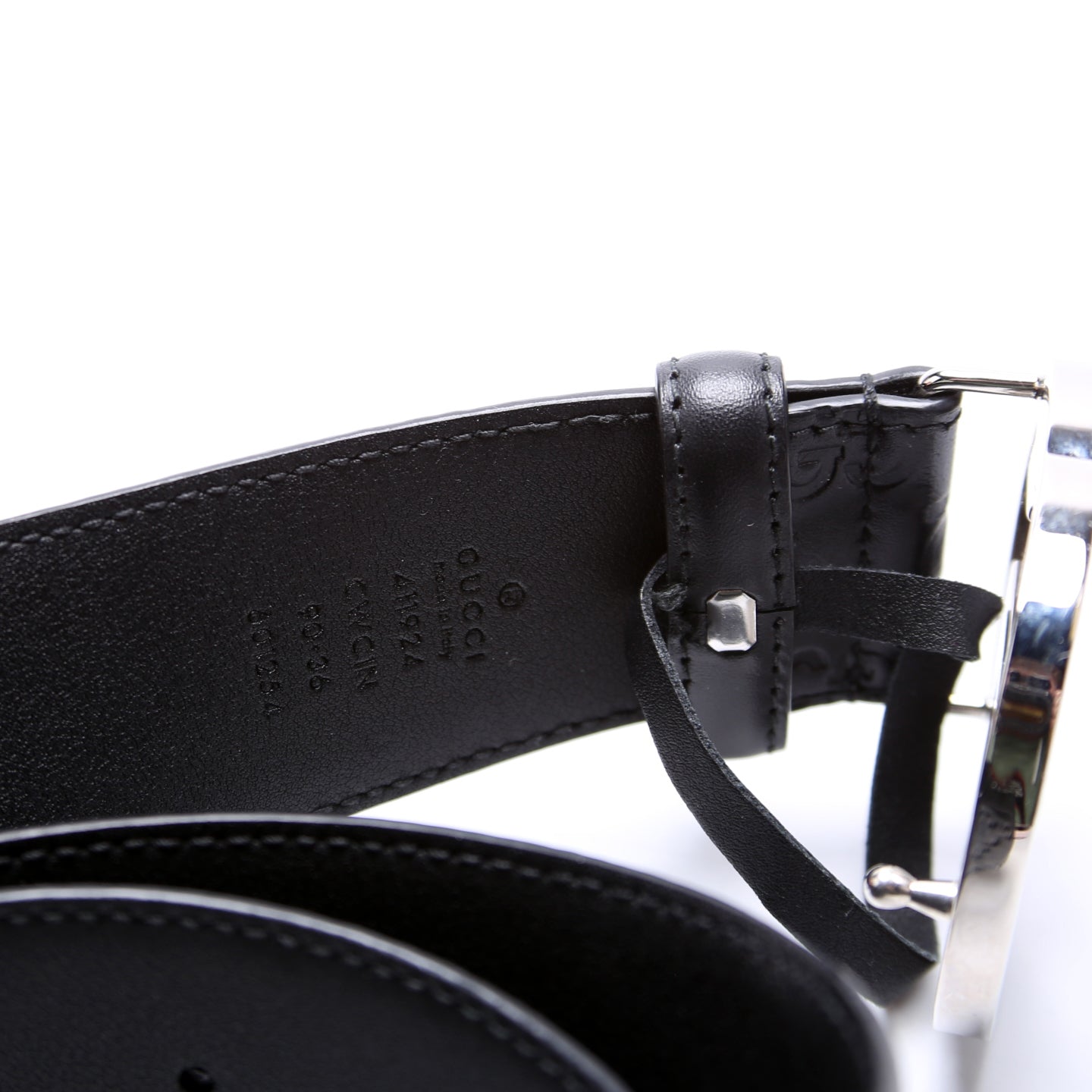 411924 Guccissima Belt Size 90/36 Black