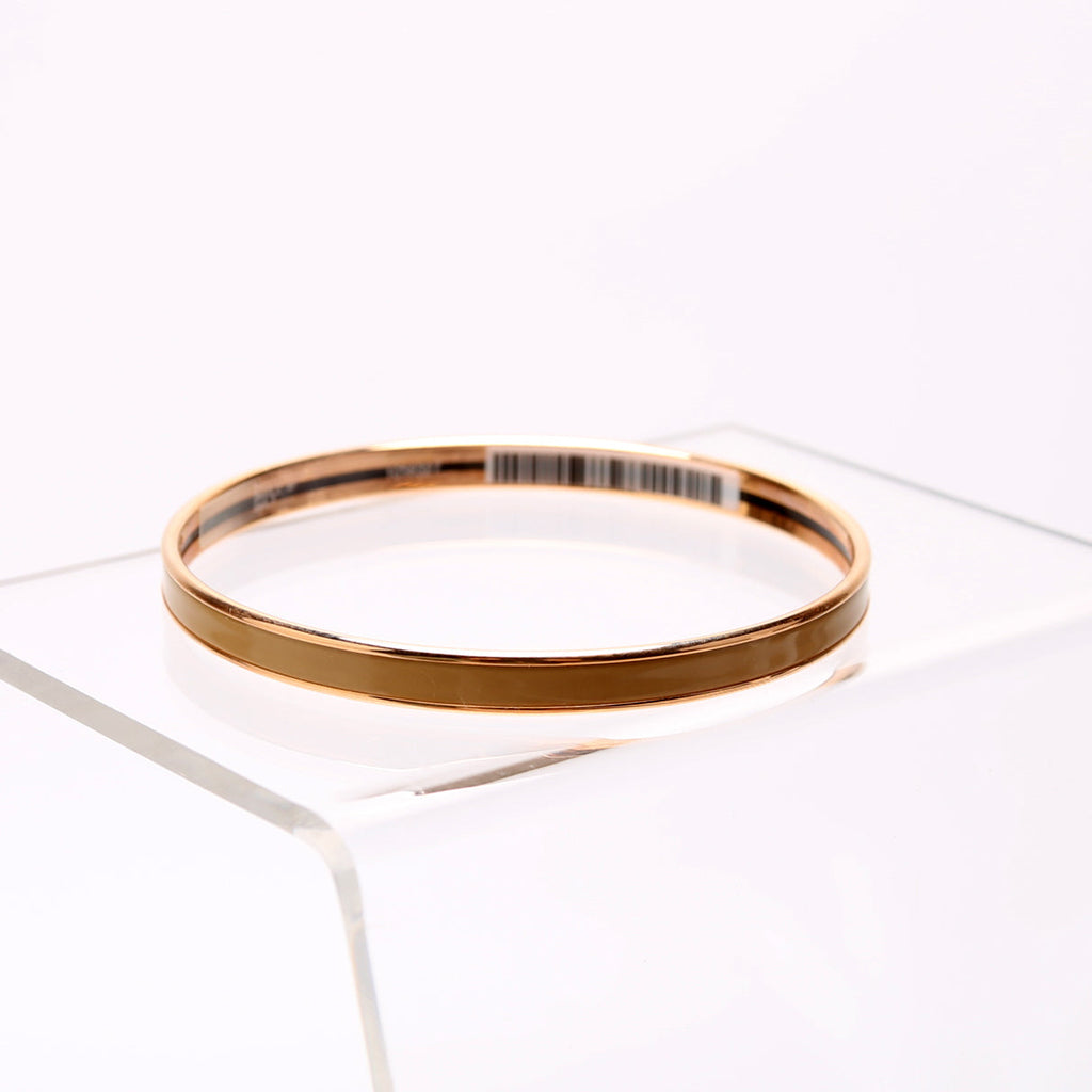 Uni Enamel Bangle Extra Narrow Bracelet Rose Gold/Tan