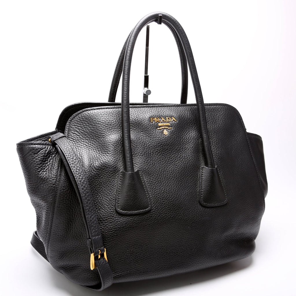 Vitello Daino Top Handle Tote Black