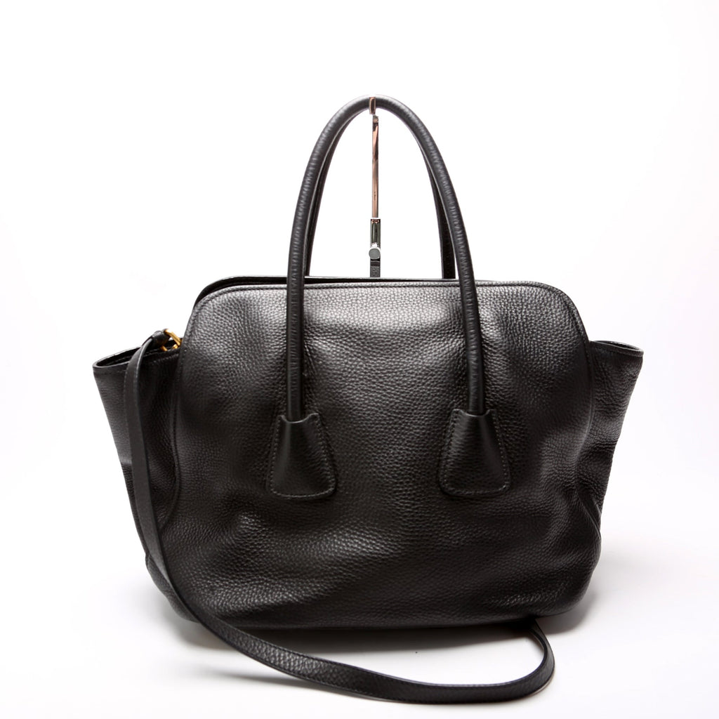 Vitello Daino Top Handle Tote Black