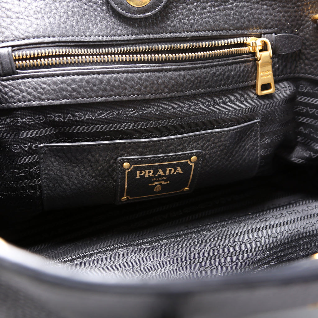 Vitello Daino Top Handle Tote Black