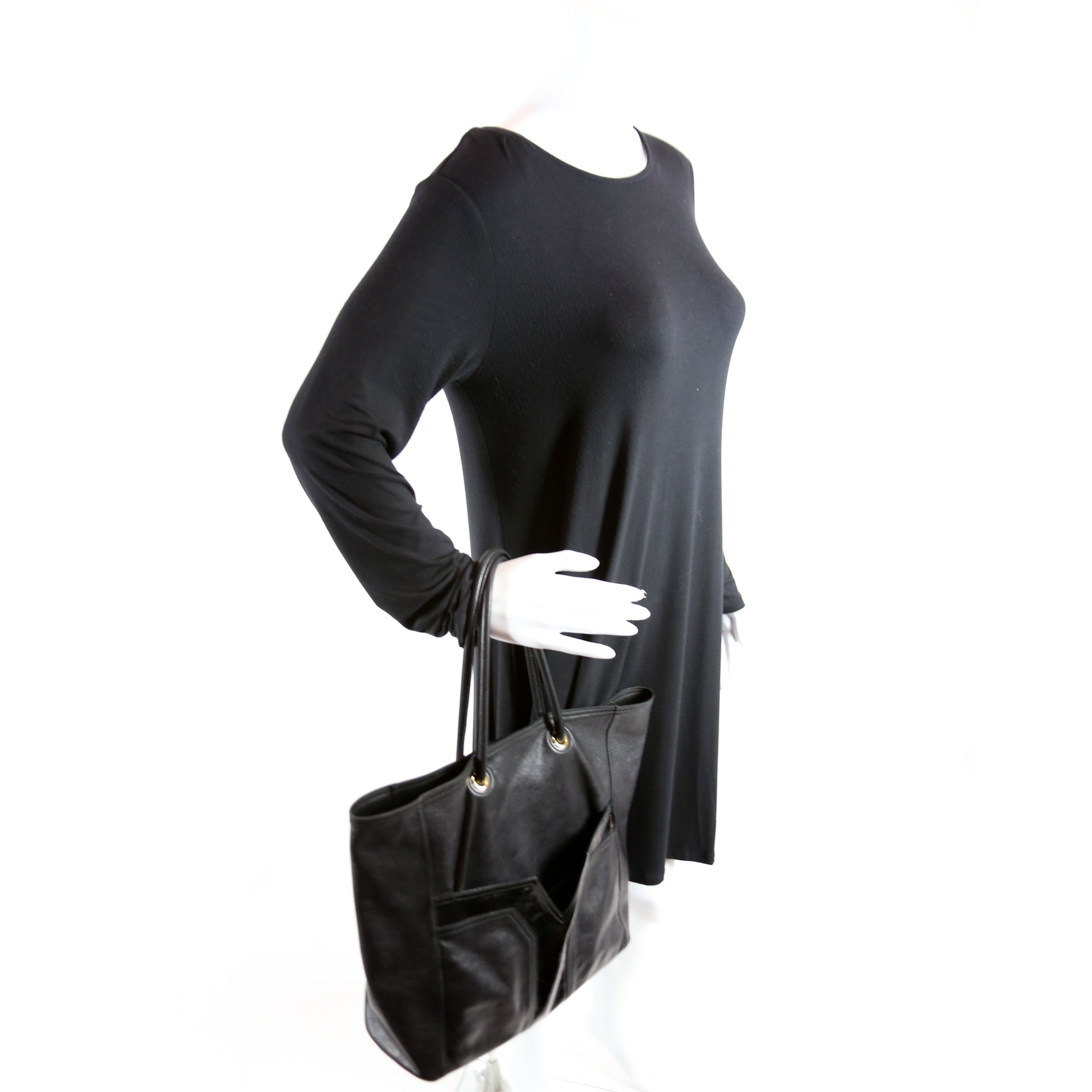 Lucky Chyc Tote Calfskin 257213 Black