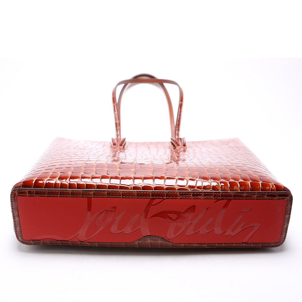 Cabata North-South Tote Alligator Embossed Brown