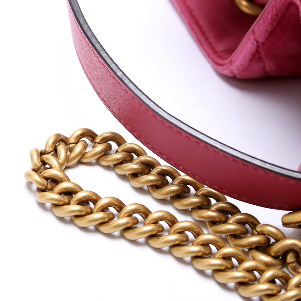 525081 GG Marmont Velvet Bucket Bag Pink