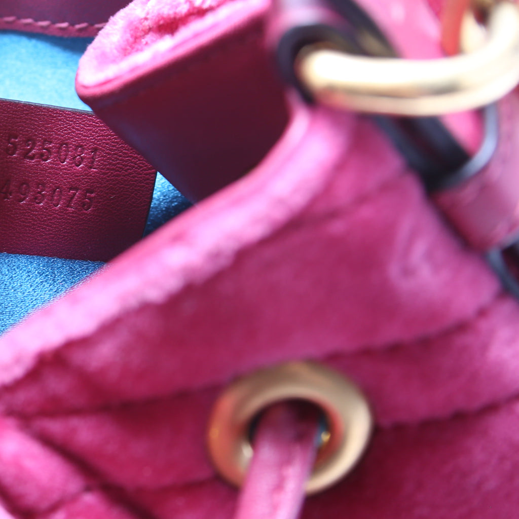 525081 GG Marmont Velvet Bucket Bag Pink