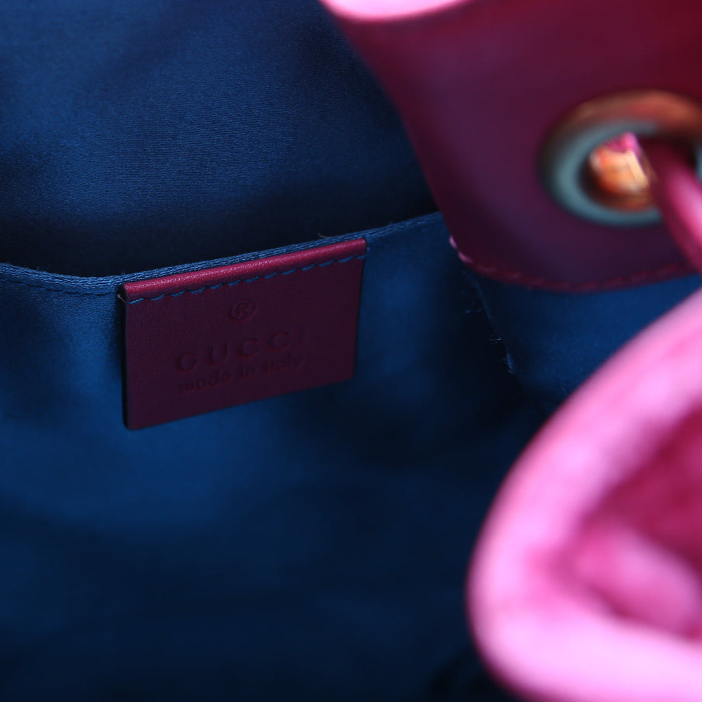 525081 GG Marmont Velvet Bucket Bag Pink