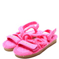 Cord Lambskin Quilted Logo Sandals Size 38 Pink