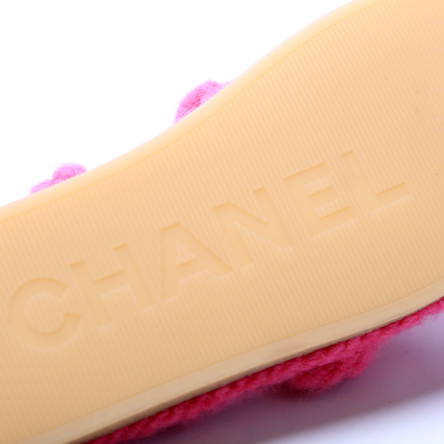 Cord Lambskin Quilted Logo Sandals Size 38 Pink