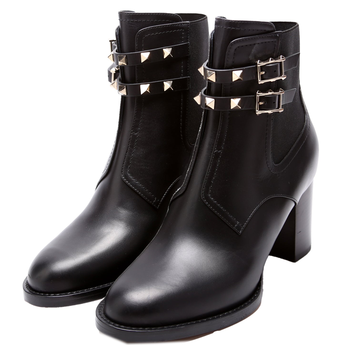 Rockstud Ankle Boot Calfskin Size 38 Black