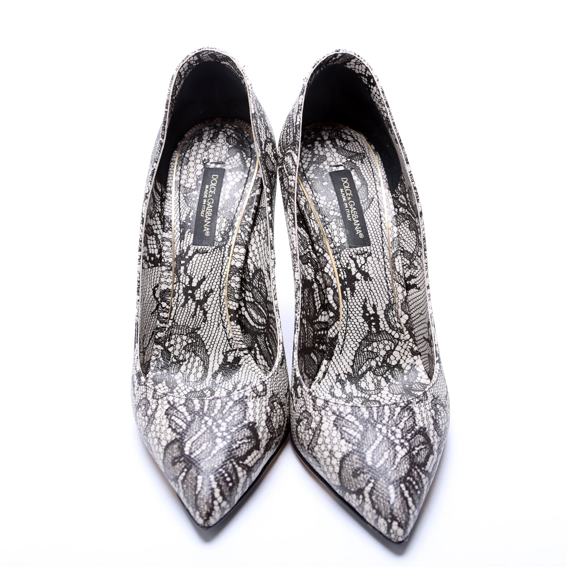 Lace Print Pointed Toe Pumps Size 36