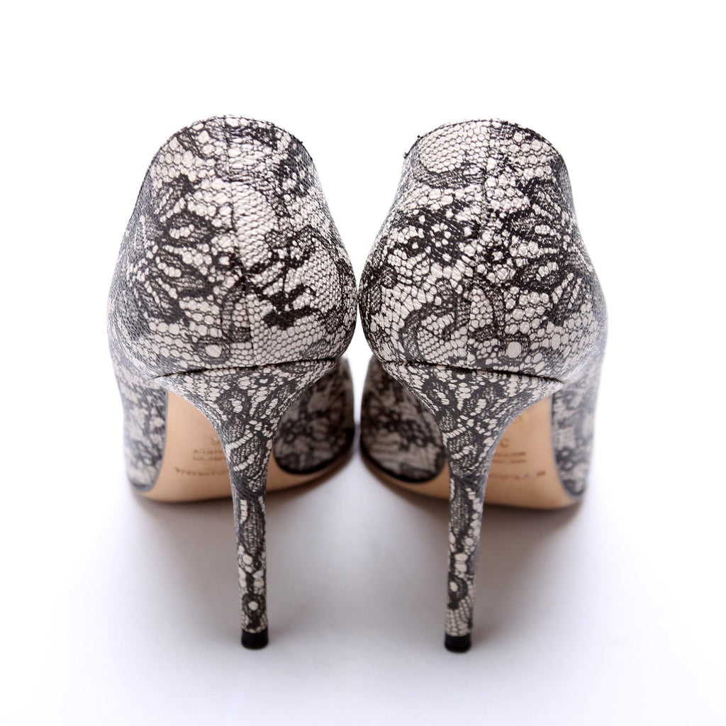 Lace Print Pointed Toe Pumps Size 36