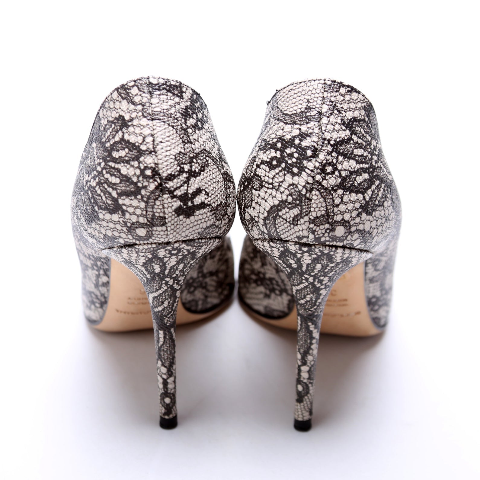 Lace Print Pointed Toe Pumps Size 36