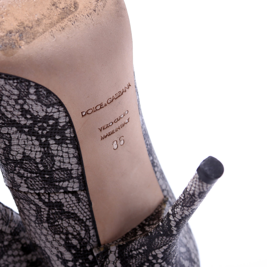 Lace Print Pointed Toe Pumps Size 36