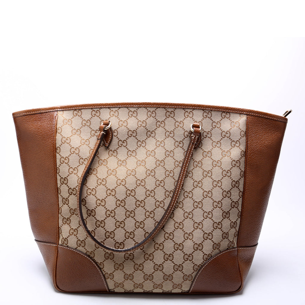 323671 GG Canvas Bree Zip Tote Medium Brown