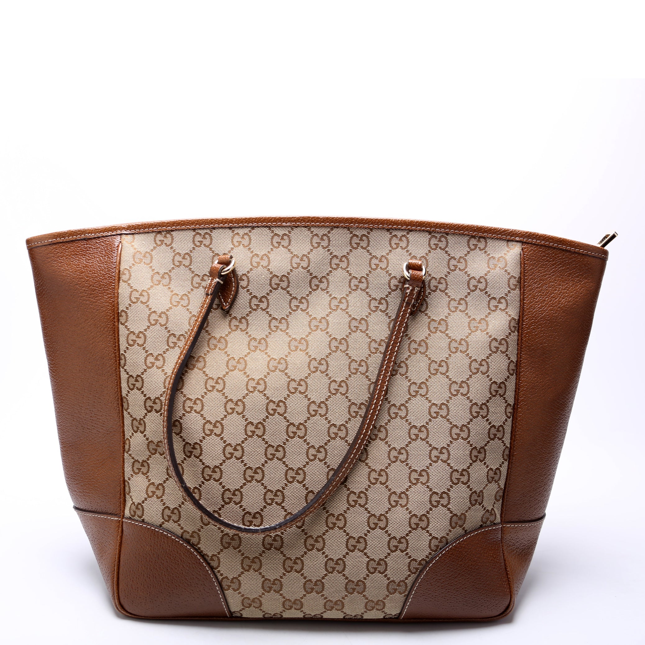 323671 GG Canvas Bree Zip Tote Medium Brown