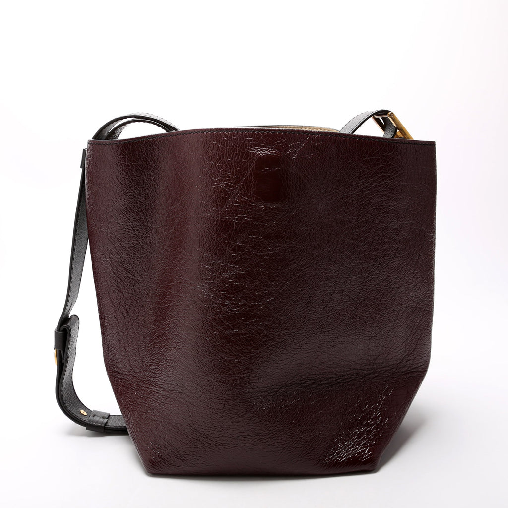 GV Bucket Bag Medium Suede/Crinkled Patent Deerskin Blue
