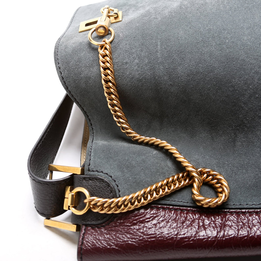 GV Bucket Bag Medium Suede/Crinkled Patent Deerskin Blue