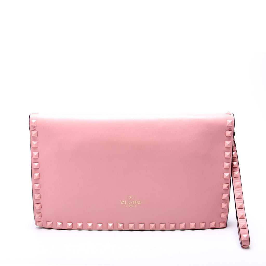 Rockstud Flap Wristlet Pink