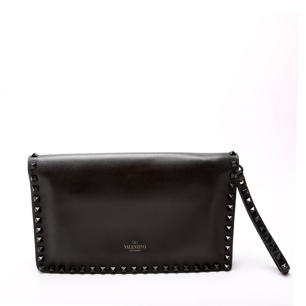 Rockstud Flap Wristlet Black