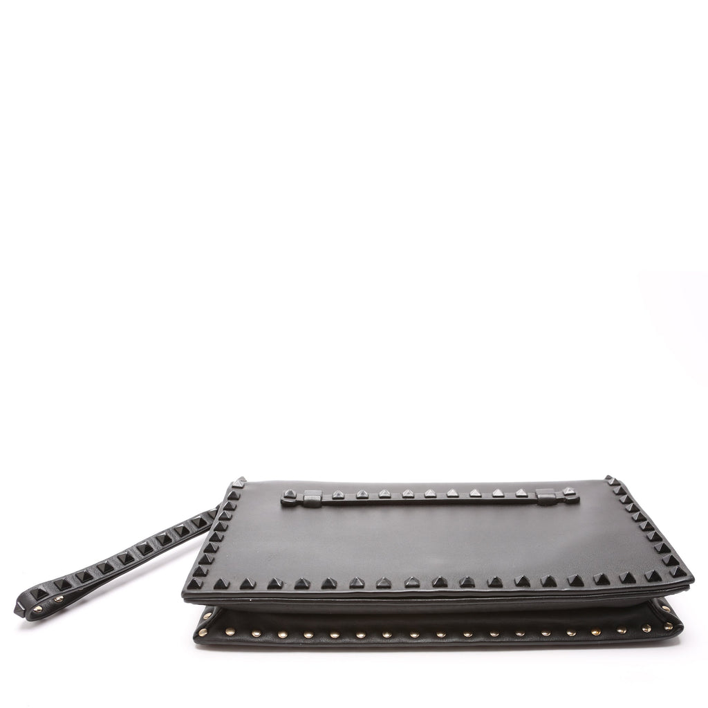 Rockstud Flap Wristlet Black