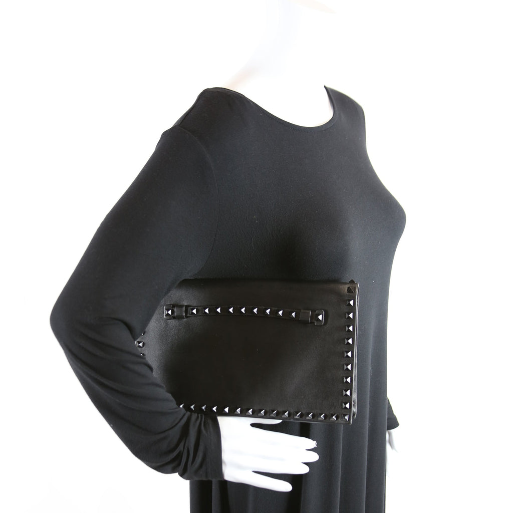 Rockstud Flap Wristlet Black