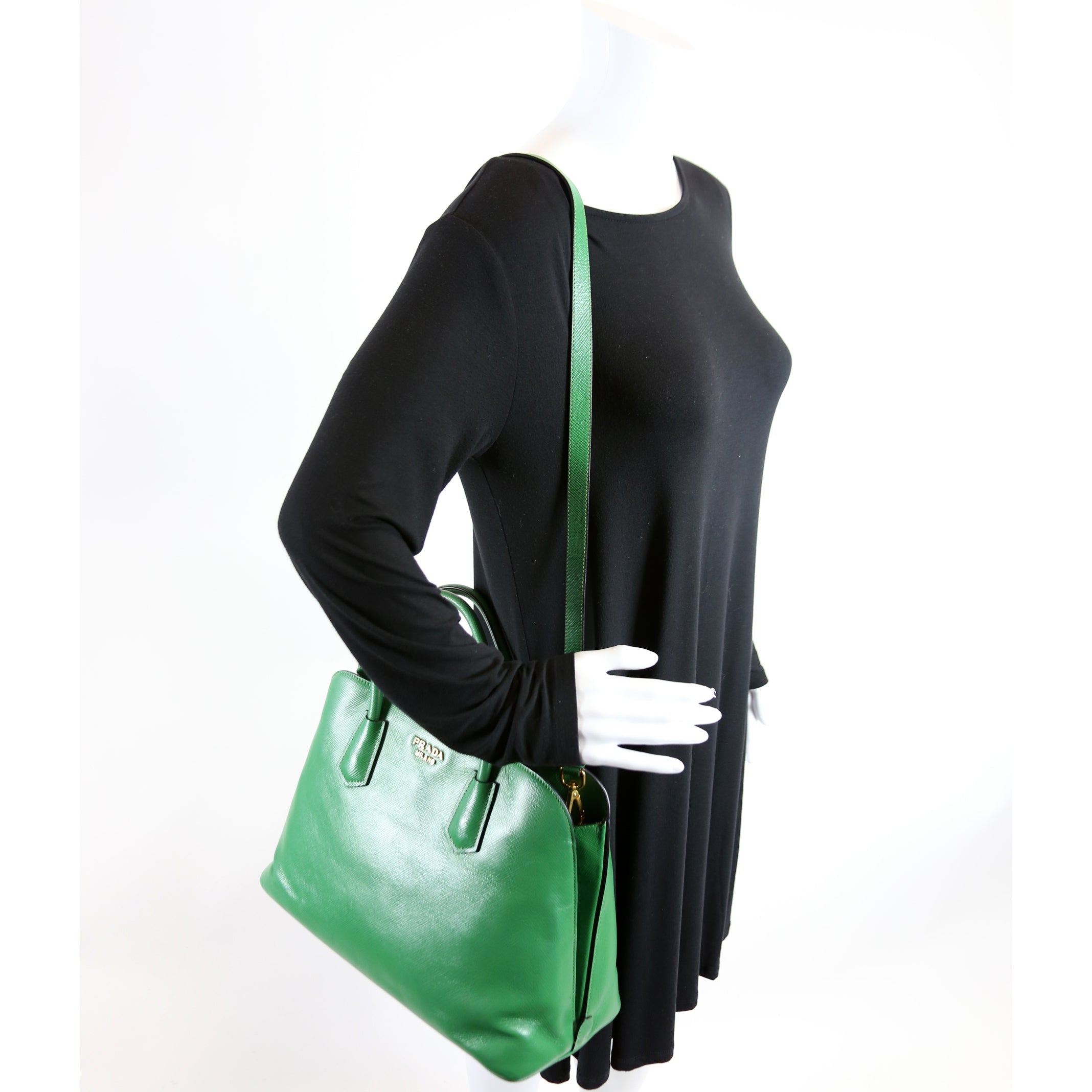 Saffiano Cuir Double Large Green