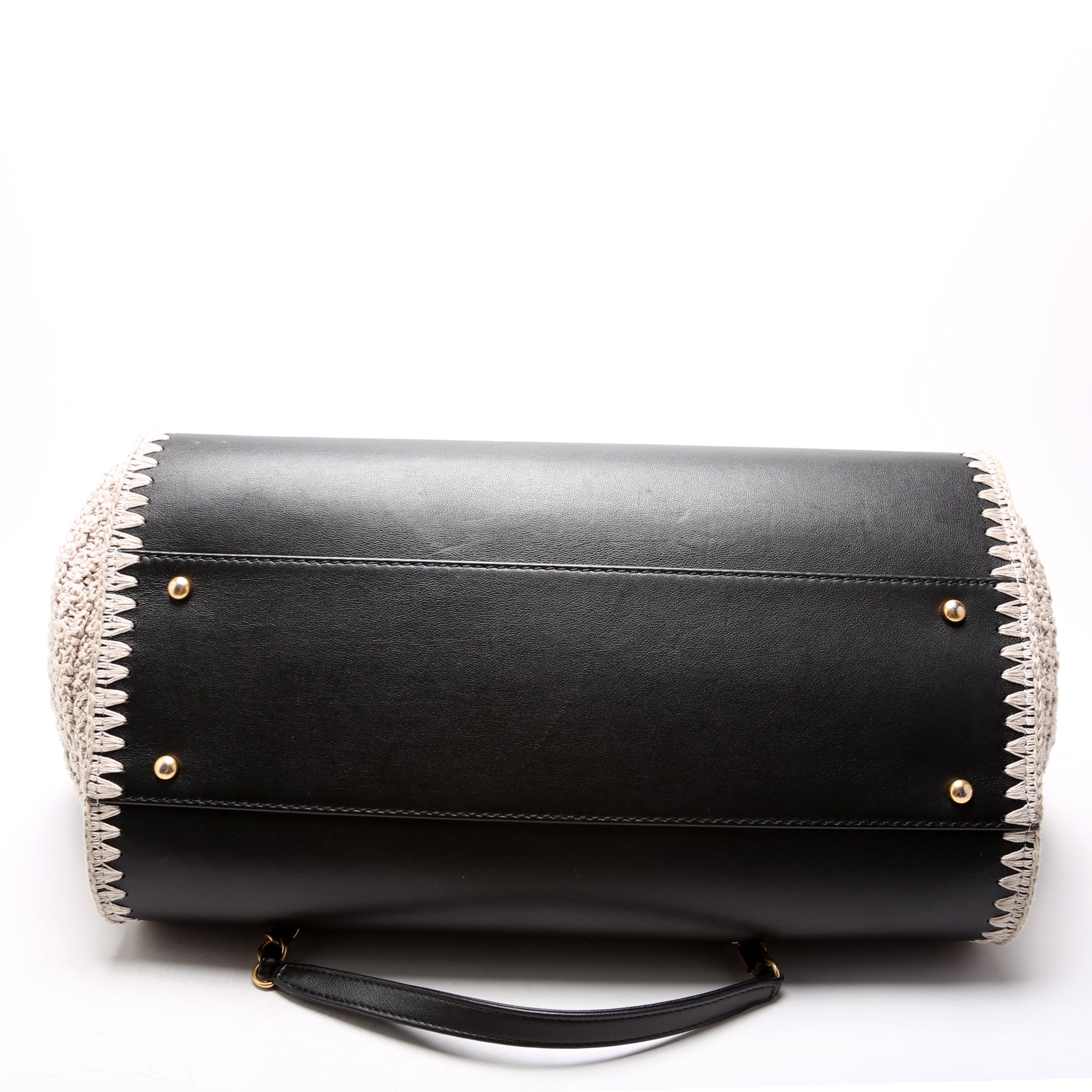 Deauville Calfskin/Crochet Tote Medium Black