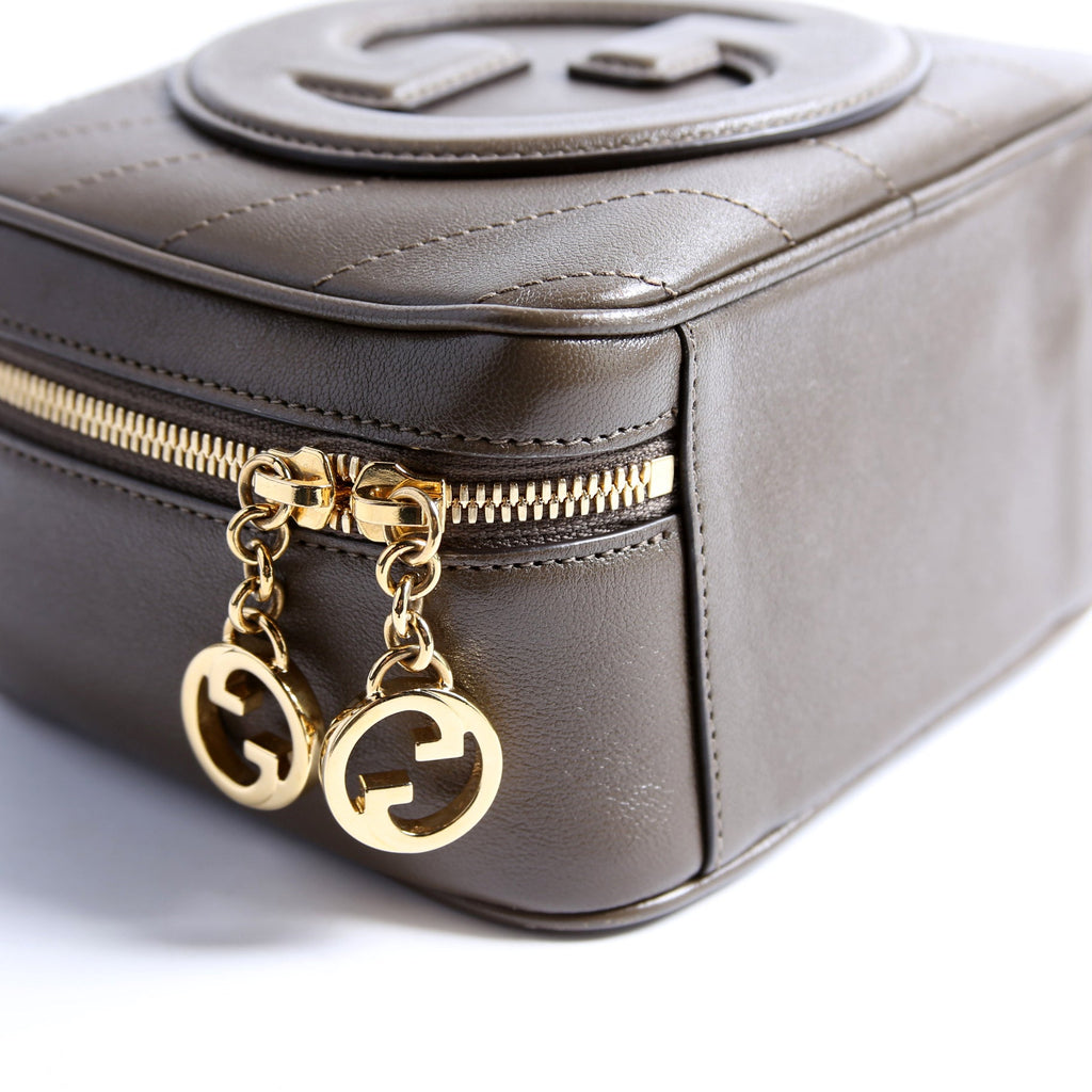 744434 Blondie Leather Top Handle Bag Khaki