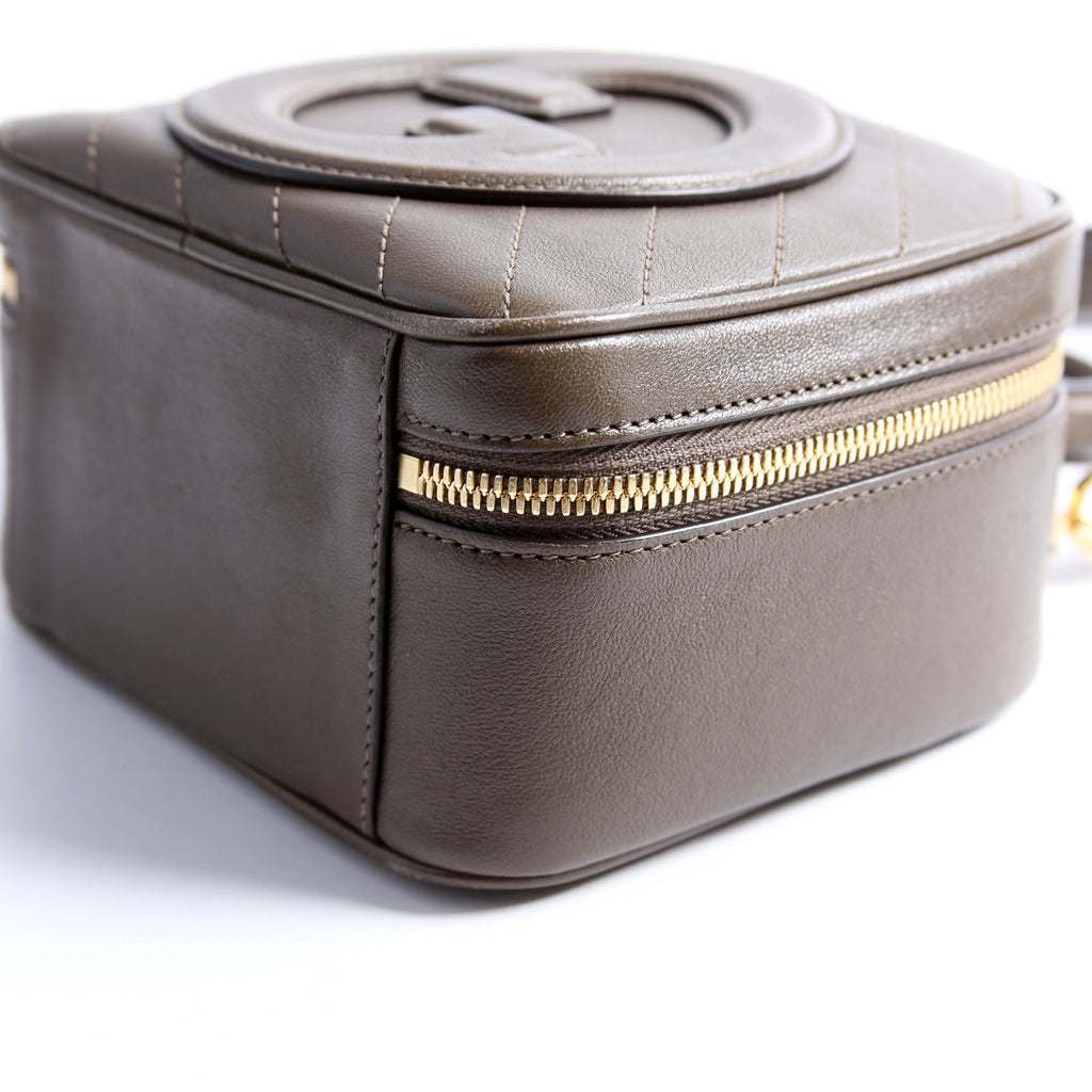 744434 Blondie Leather Top Handle Bag Khaki