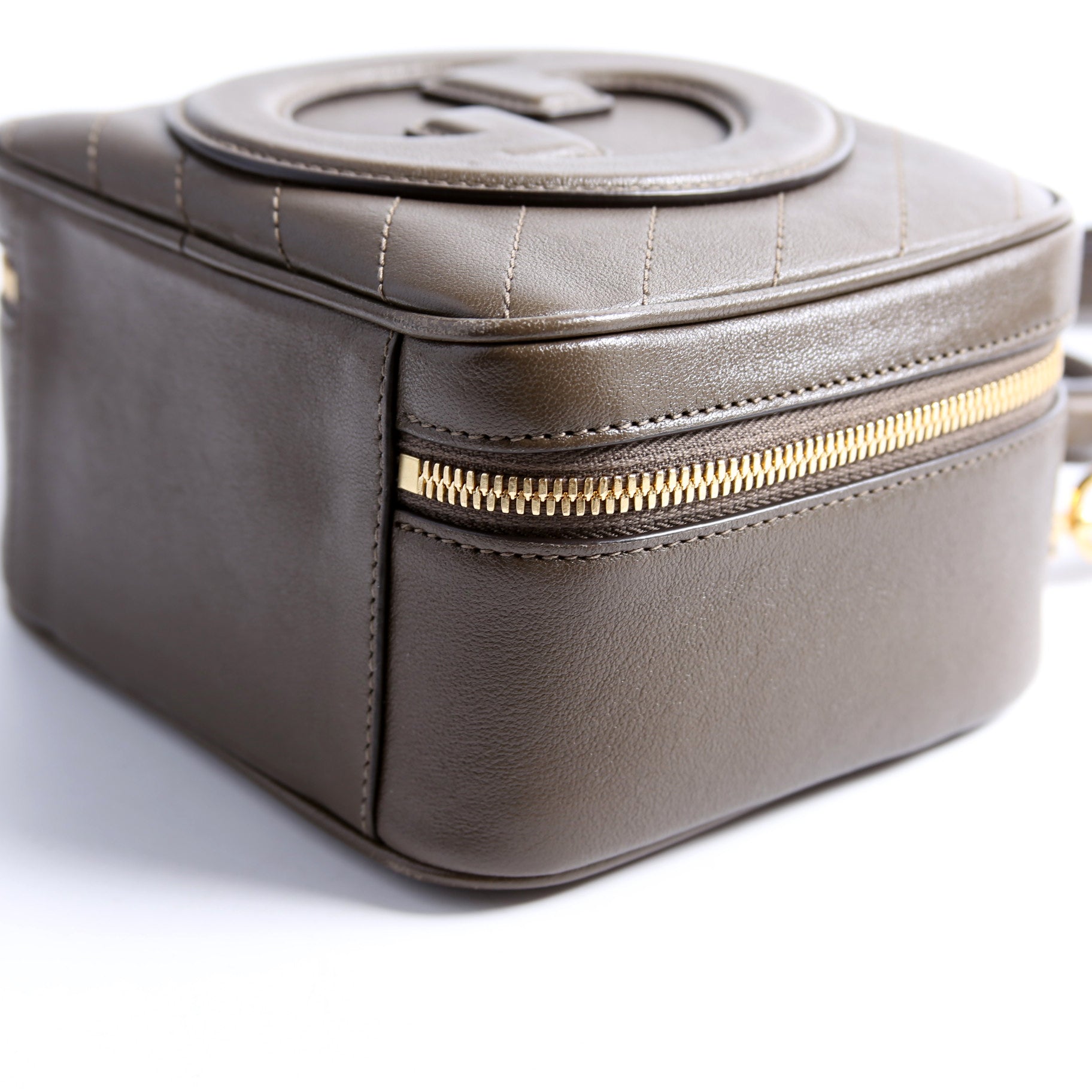 744434 Blondie Leather Top Handle Bag Khaki