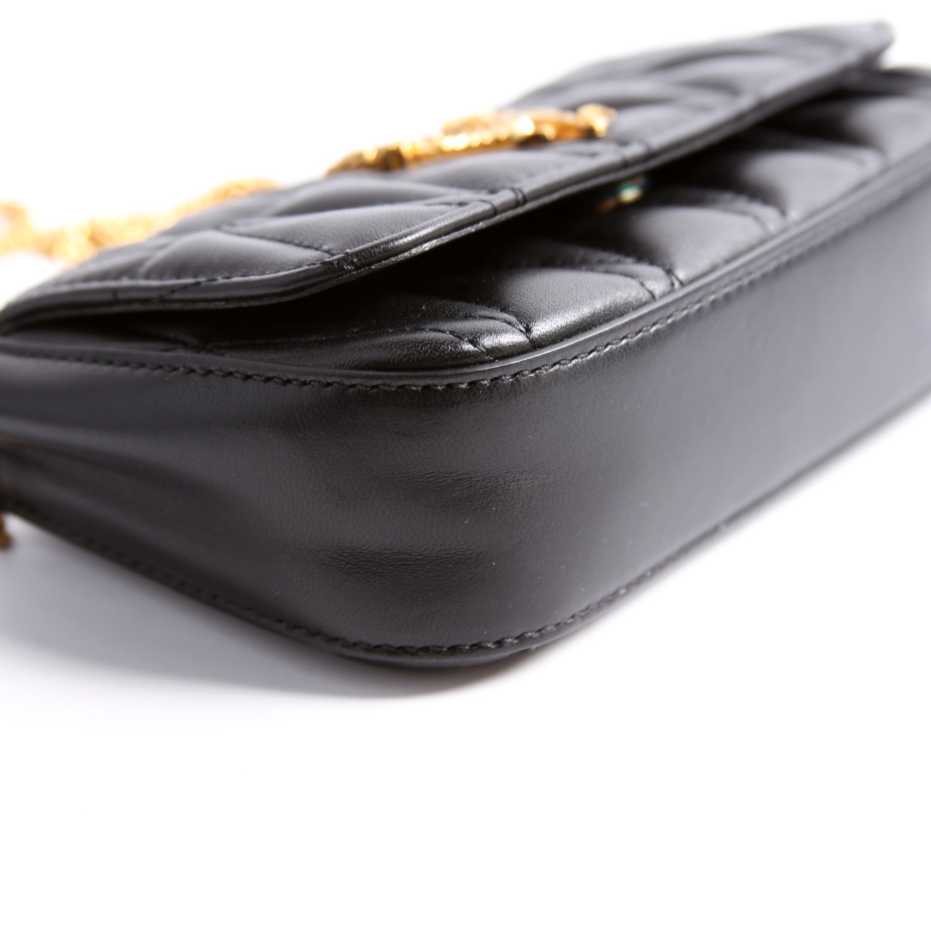 Virtus Quilted Leather Chain Bag Black