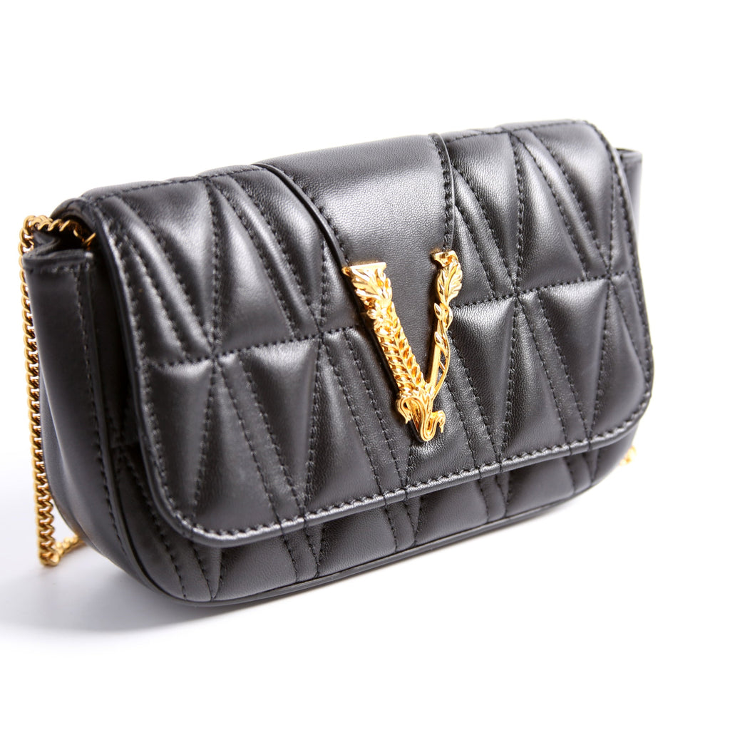 Virtus Quilted Leather Chain Bag Black
