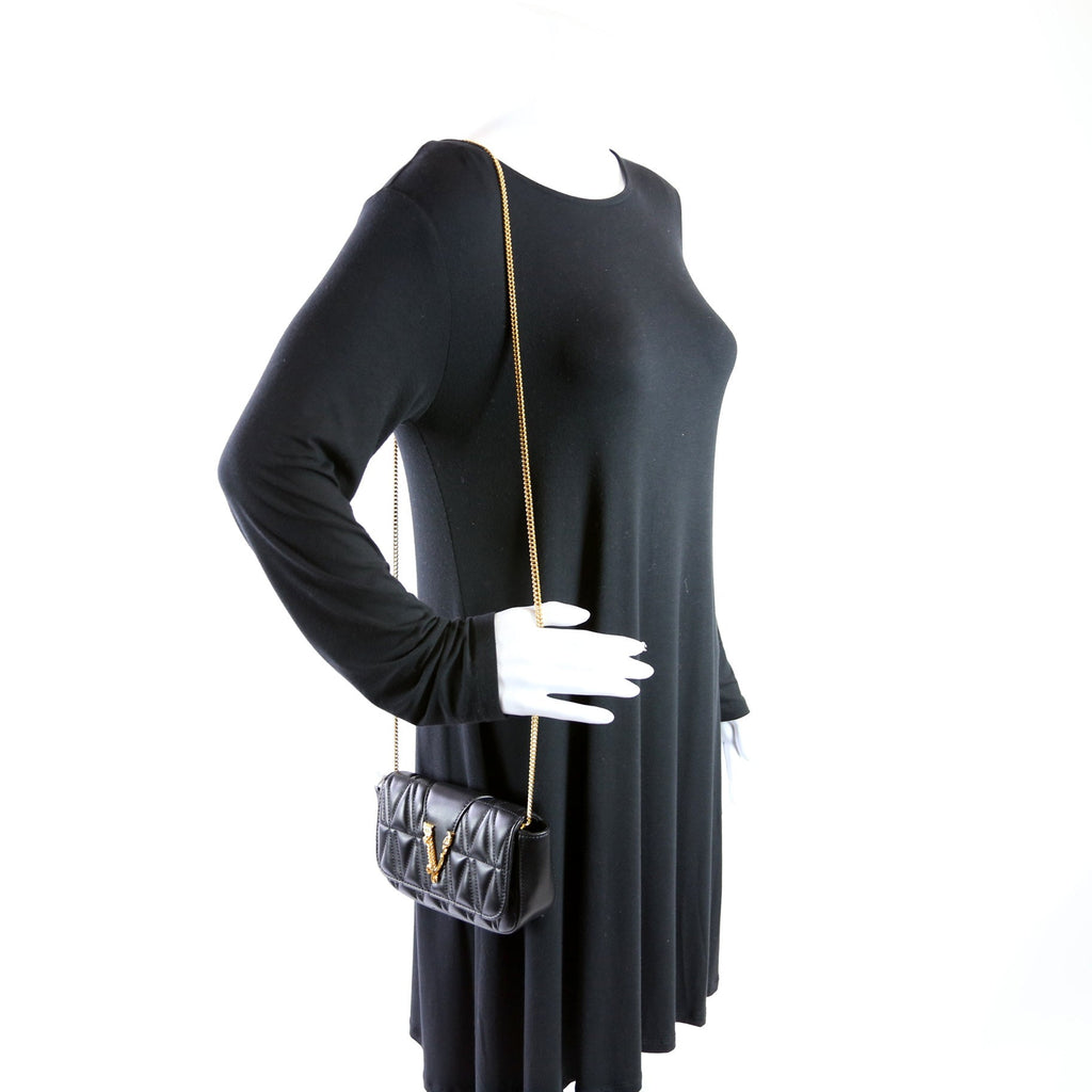Virtus Quilted Leather Chain Bag Black