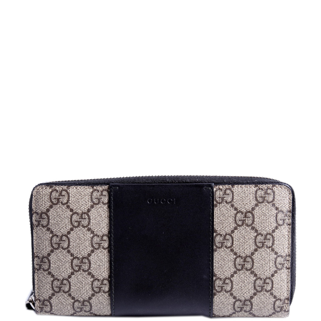 451249 GG Supreme/Leather Zip Around Wallet Beige/Black