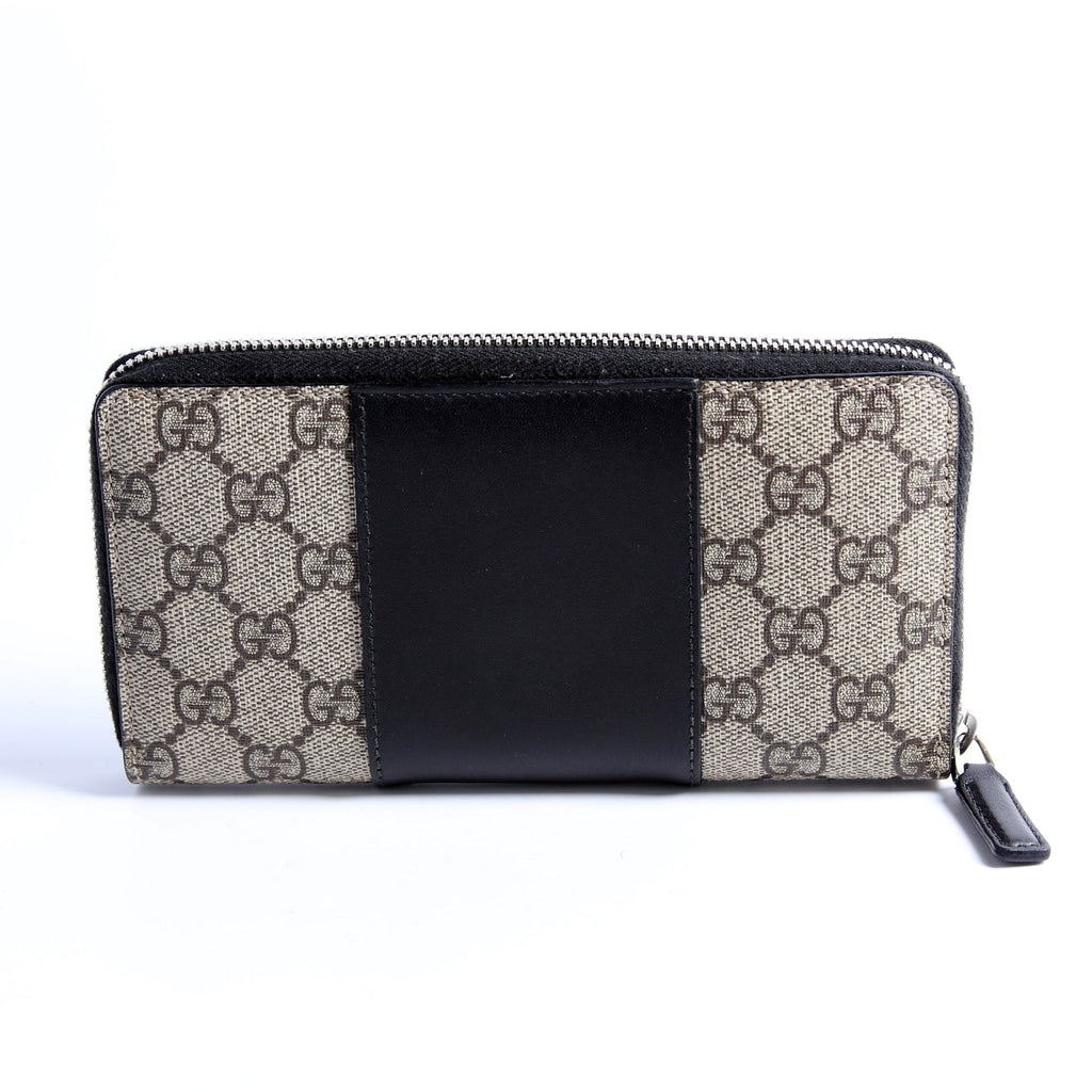 451249 GG Supreme/Leather Zip Around Wallet Beige/Black