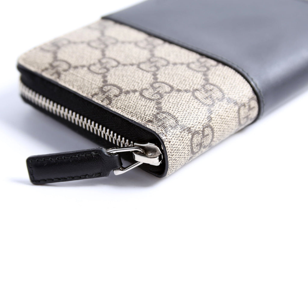 451249 GG Supreme/Leather Zip Around Wallet Beige/Black