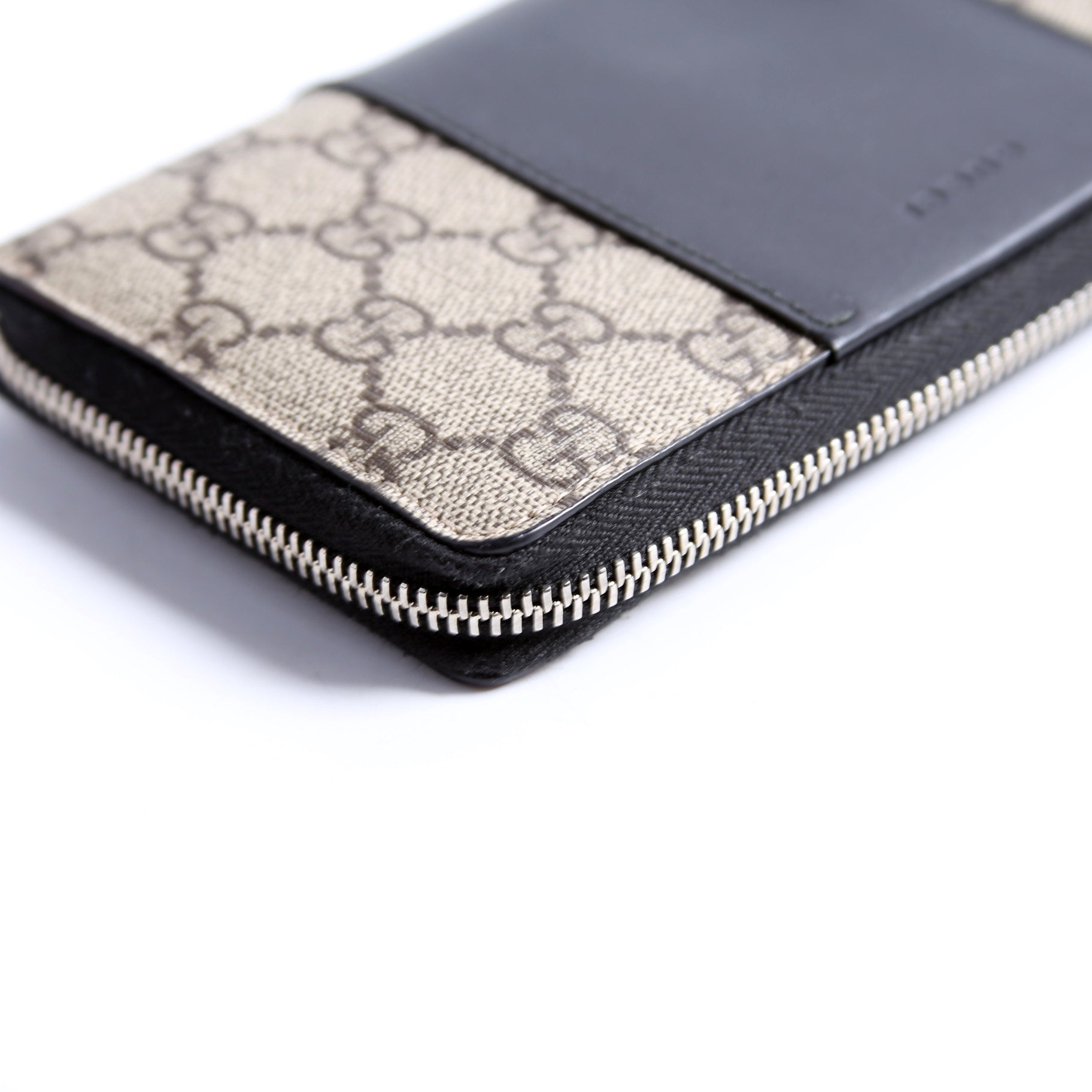 451249 GG Supreme/Leather Zip Around Wallet Beige/Black