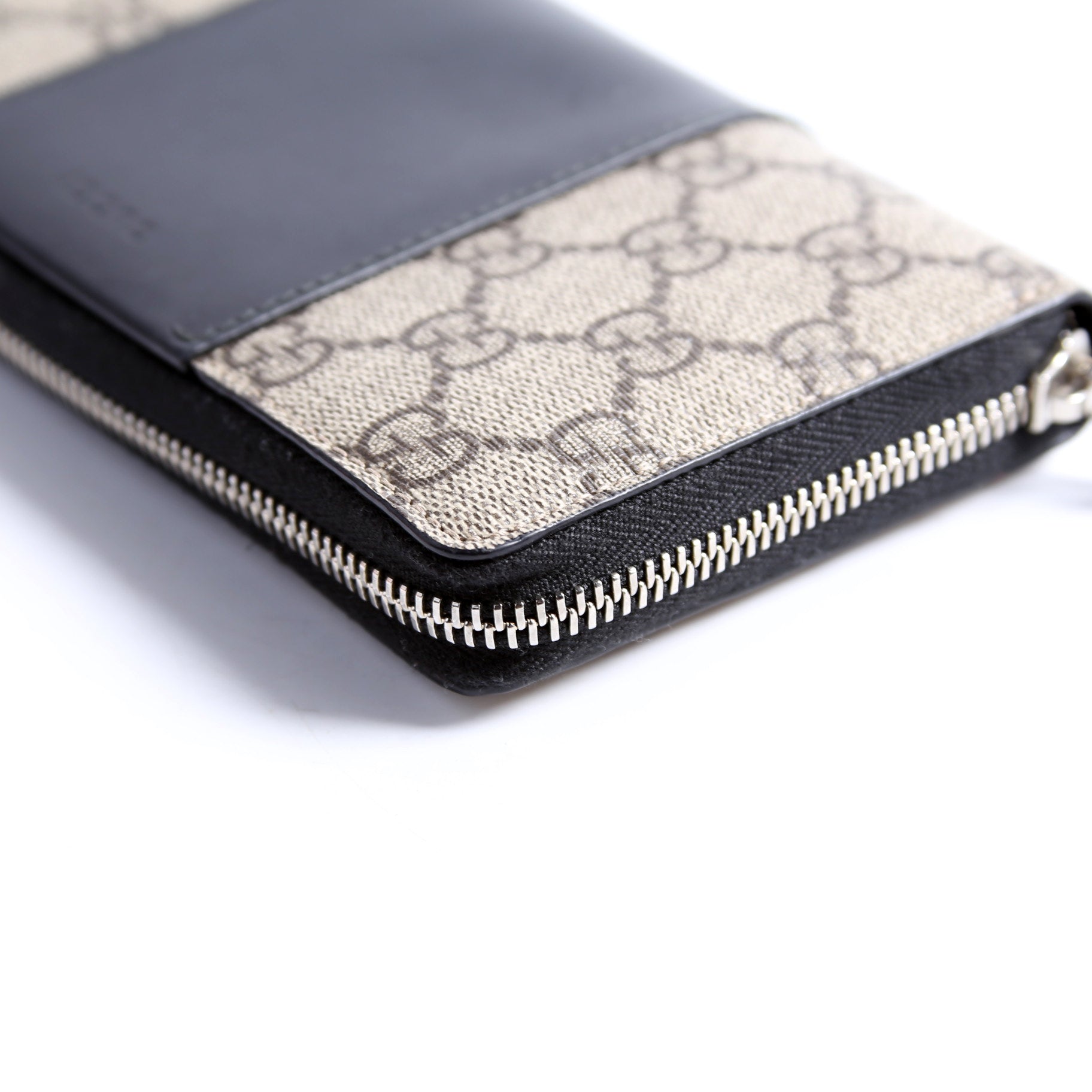 451249 GG Supreme/Leather Zip Around Wallet Beige/Black