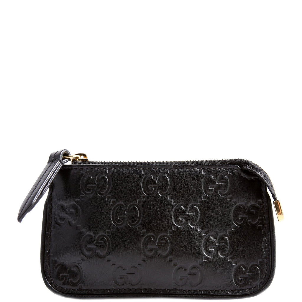 447964 GG Leather Key Pouch Black