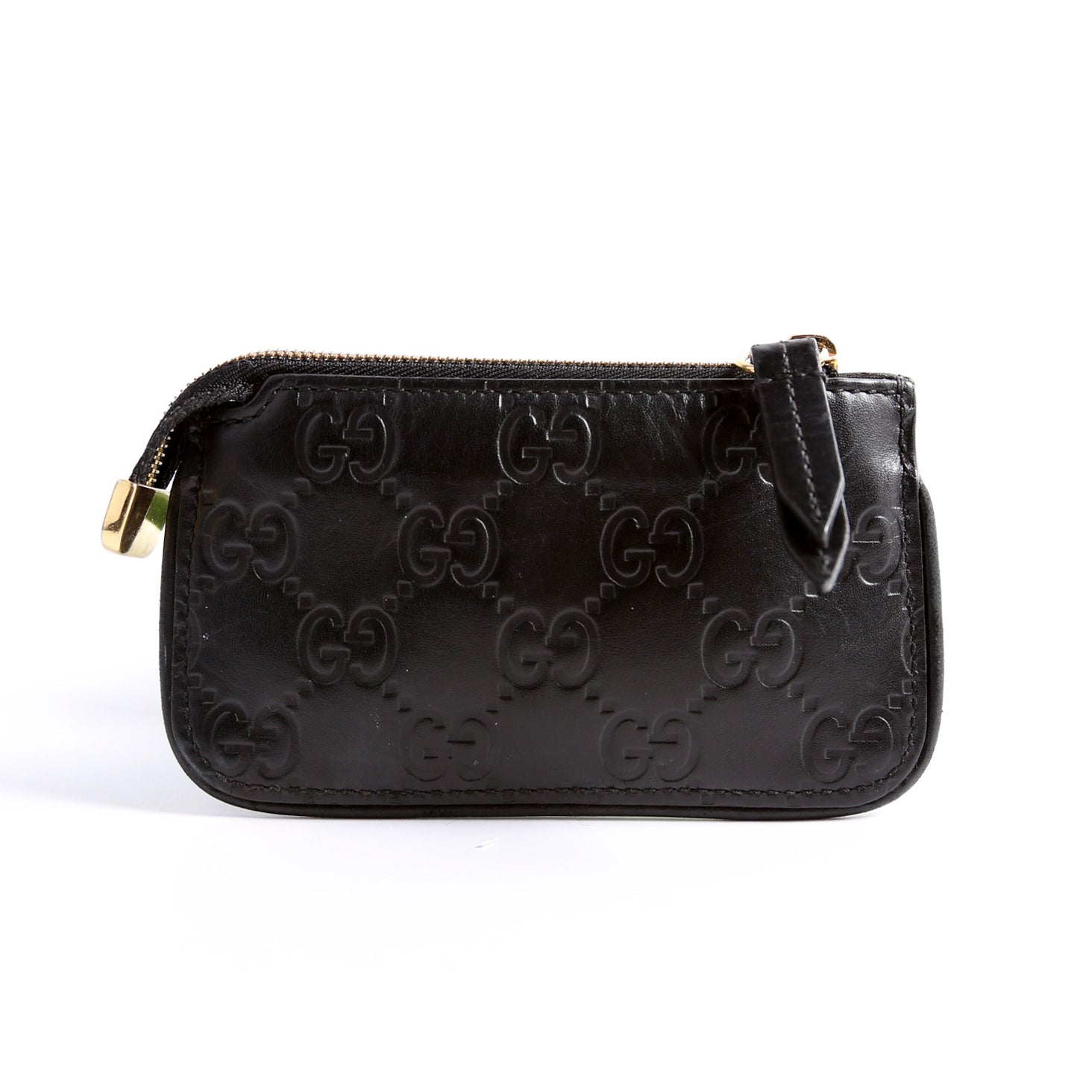 447964 GG Leather Key Pouch Black