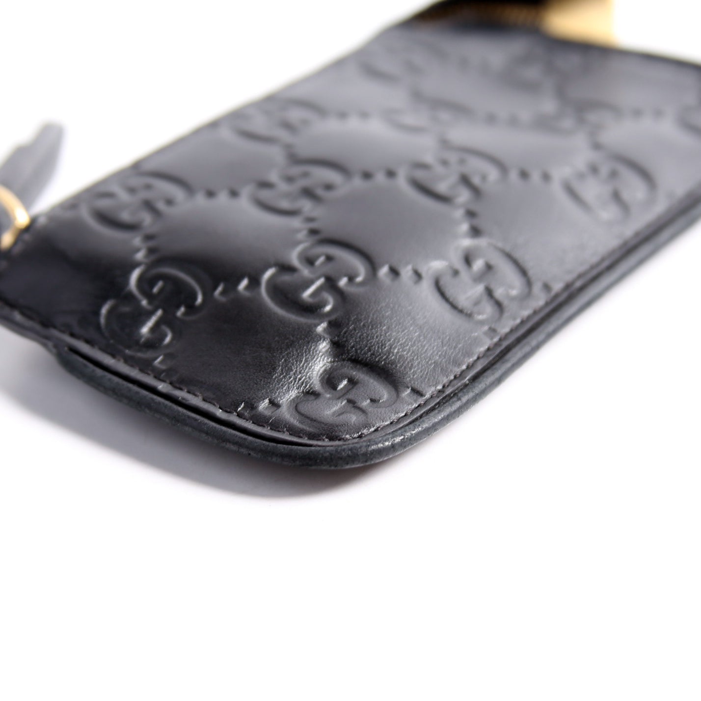 447964 GG Leather Key Pouch Black