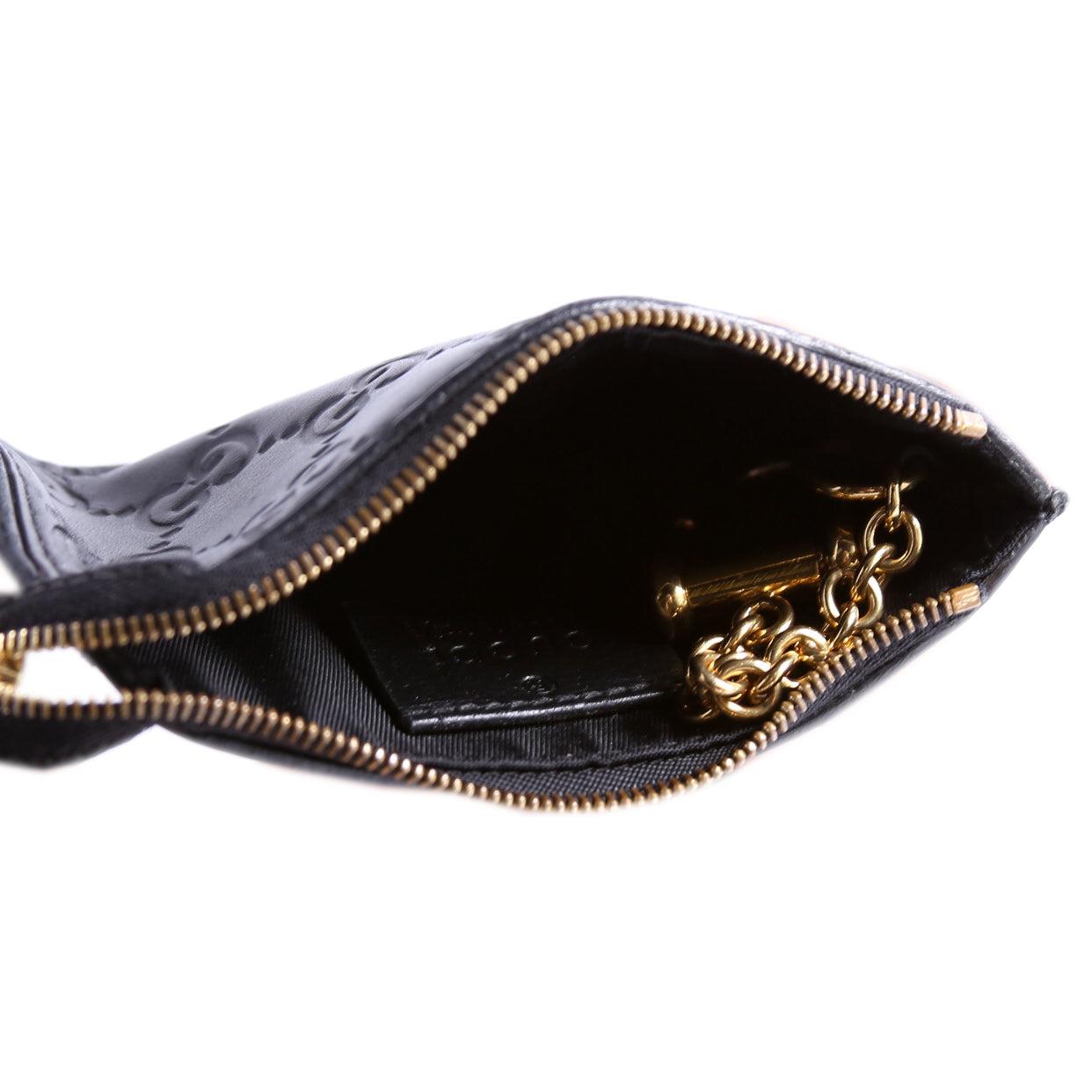 447964 GG Leather Key Pouch Black