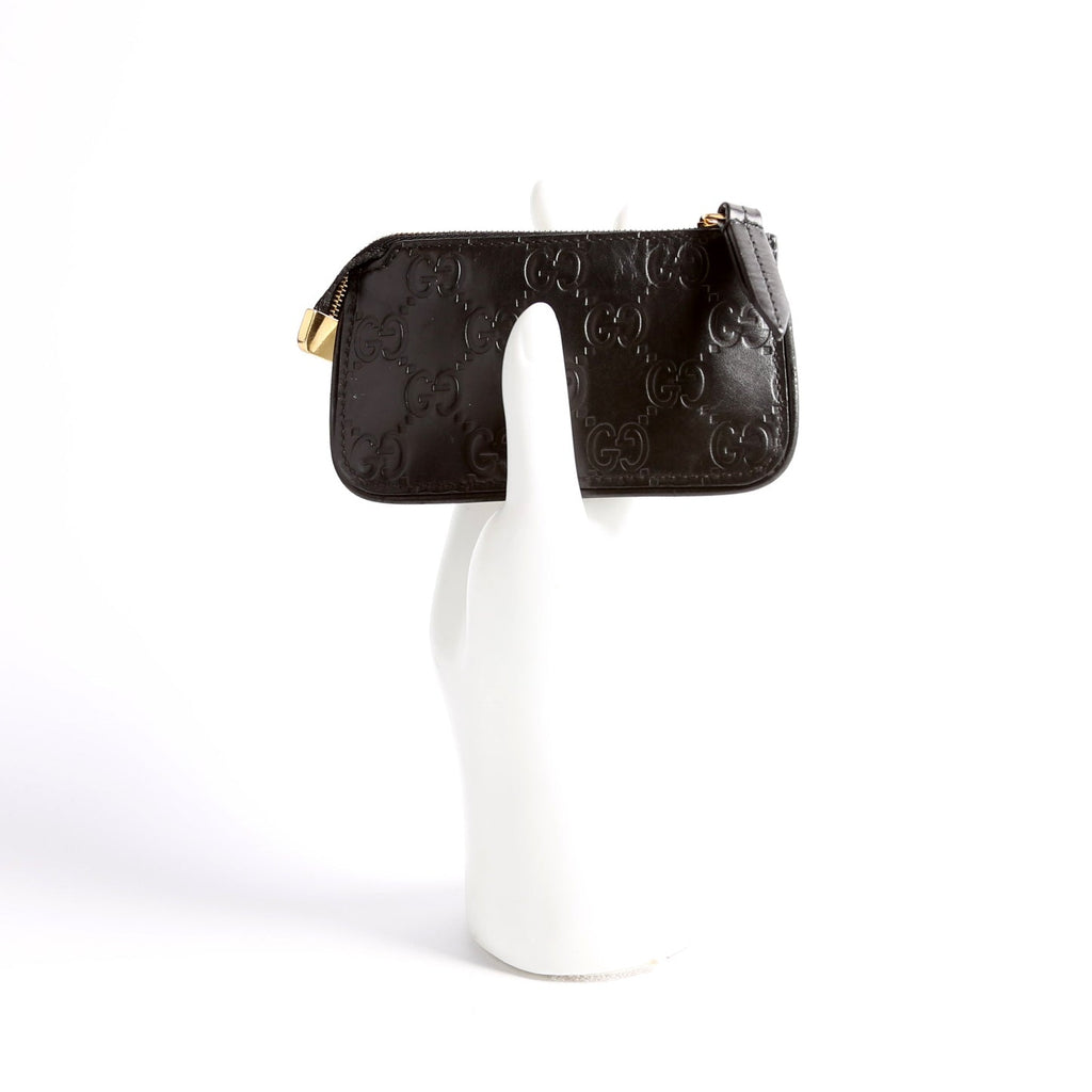 447964 GG Leather Key Pouch Black