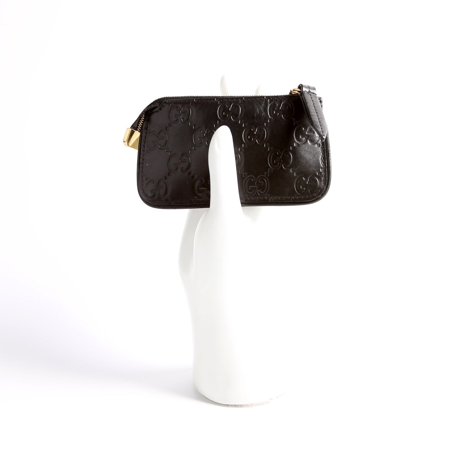 447964 GG Leather Key Pouch Black