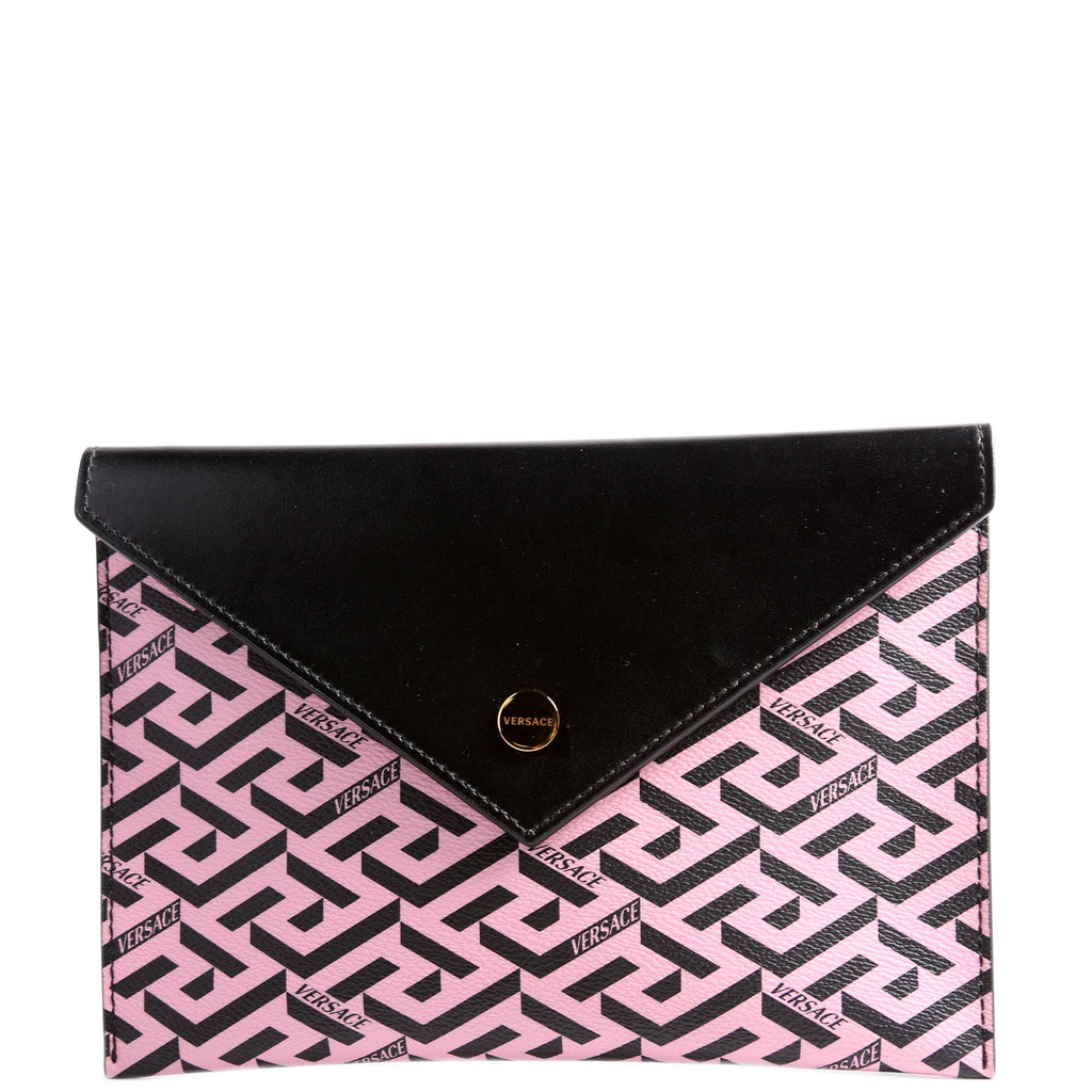 Envelope Pouch 3-Piece Set Greca Print Canvas Multicolor/Black