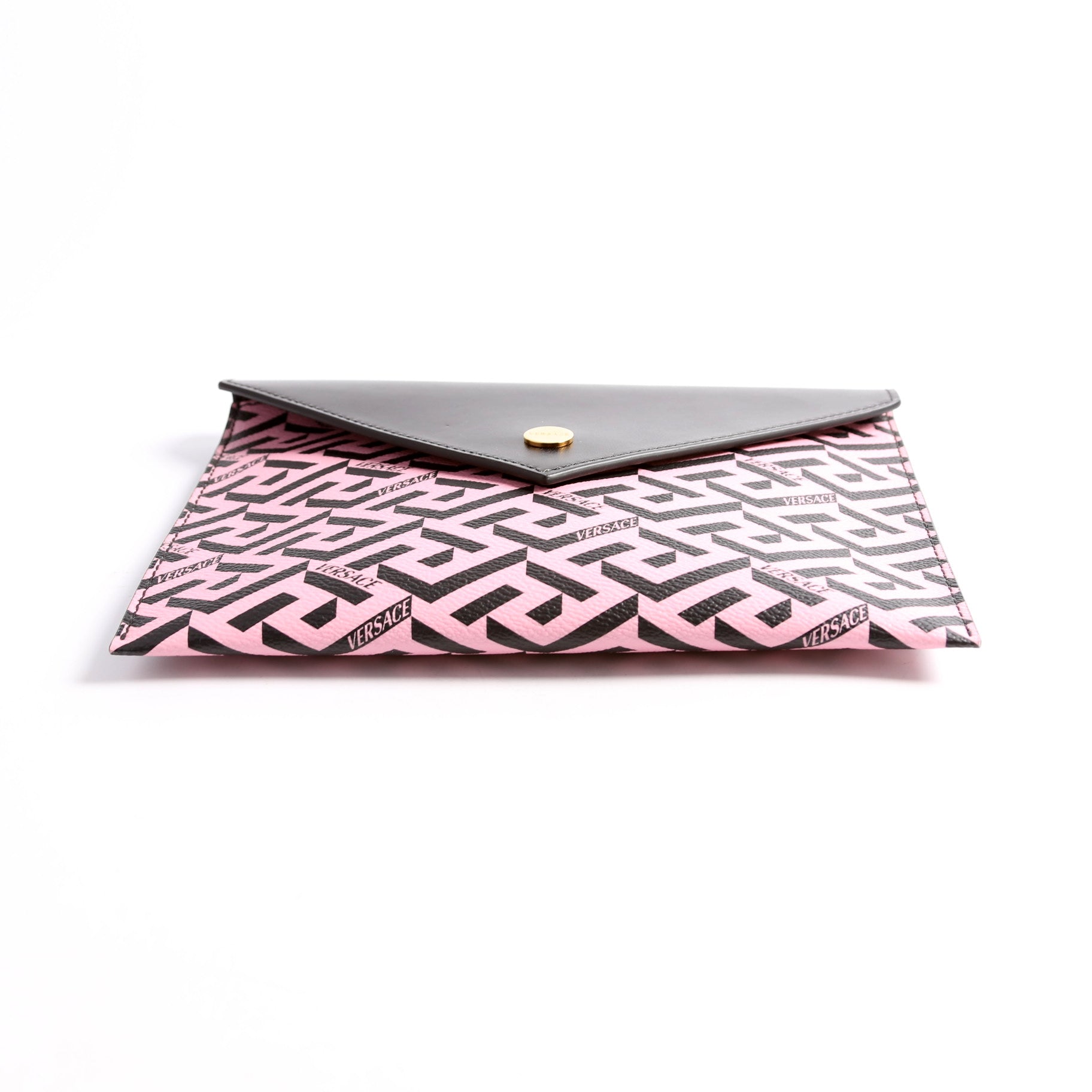 Envelope Pouch 3-Piece Set Greca Print Canvas Multicolor/Black