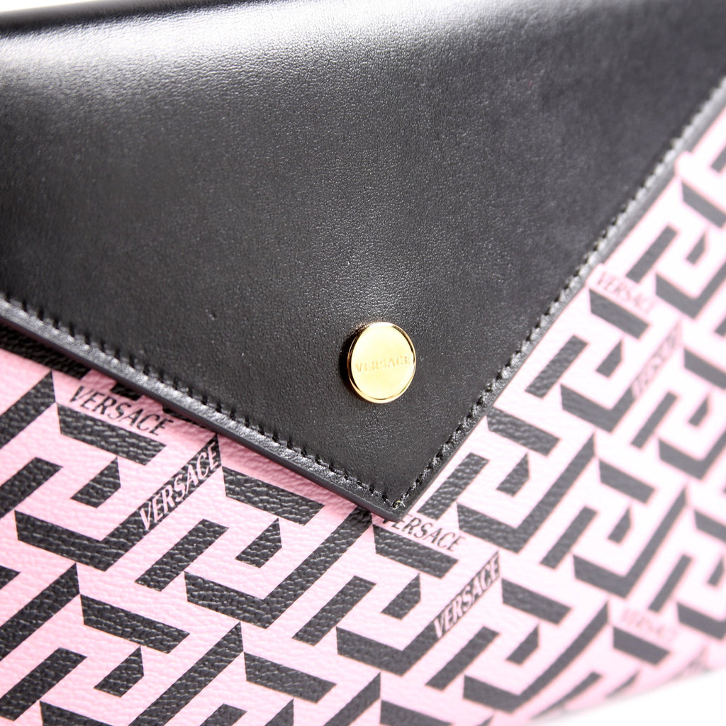 Envelope Pouch 3-Piece Set Greca Print Canvas Multicolor/Black